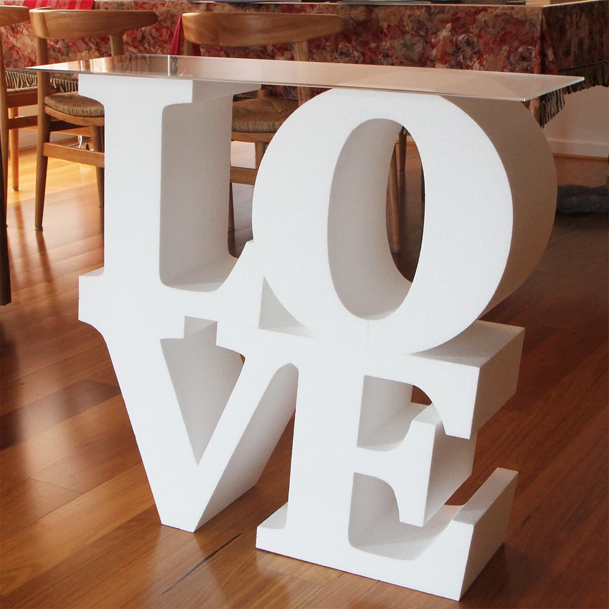 foam letter LOVE with table top